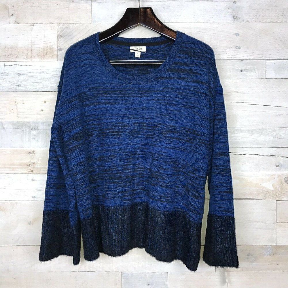 Style & Co Holiday Muse Blue Sweater Long Sleeve Large